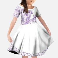 Kia Orana Cook Islands Family Matching Summer Maxi Dress and Hawaiian Shirt Tiare and Stars - Lavender LT7 Daughter's Dress Lavender - Polynesian Pride