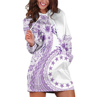 Kia Orana Cook Islands Hoodie Dress Tiare and Stars - Lavender LT7 Lavender - Polynesian Pride