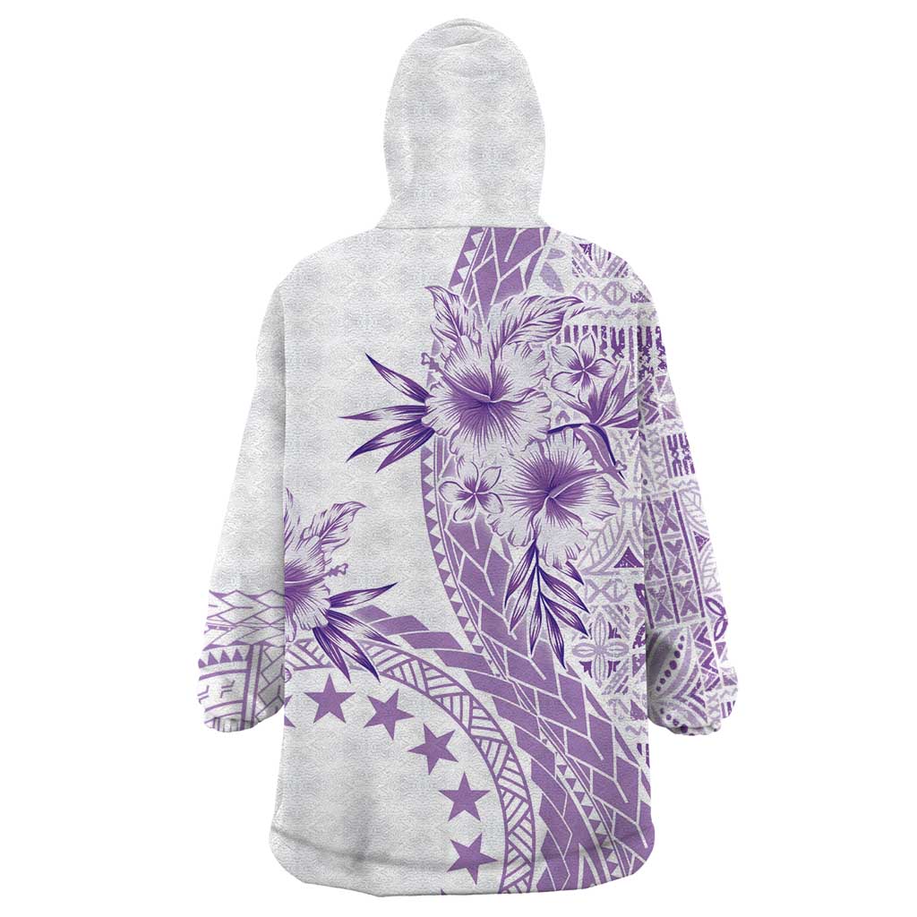 Kia Orana Cook Islands Wearable Blanket Hoodie Tiare and Stars - Lavender LT7 - Polynesian Pride