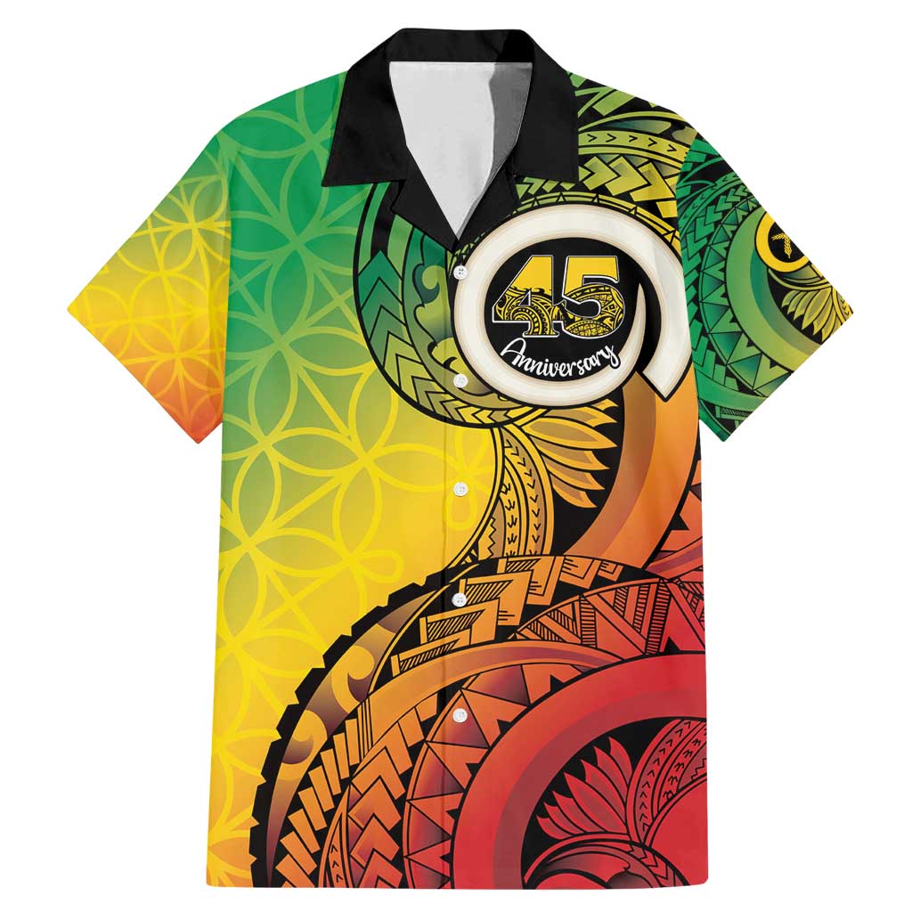 Vanuatu 45th Independence Anniversary Family Matching Mermaid Dress and Hawaiian Shirt Ni-Van Sandroing LT7 Dad's Shirt - Short Sleeve Colorful - Polynesian Pride