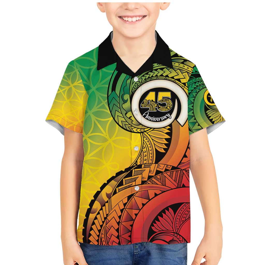 Vanuatu 45th Independence Anniversary Family Matching Mermaid Dress and Hawaiian Shirt Ni-Van Sandroing LT7 Son's Shirt Colorful - Polynesian Pride