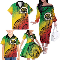 Vanuatu 45th Independence Anniversary Family Matching Off The Shoulder Long Sleeve Dress and Hawaiian Shirt Ni-Van Sandroing LT7 - Polynesian Pride