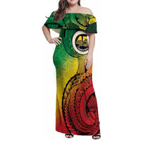 Vanuatu 45th Independence Anniversary Family Matching Off Shoulder Maxi Dress and Hawaiian Shirt Ni-Van Sandroing LT7 Mom's Dress Colorful - Polynesian Pride