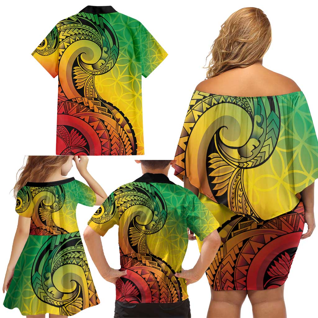 Vanuatu 45th Independence Anniversary Family Matching Off Shoulder Short Dress and Hawaiian Shirt Ni-Van Sandroing LT7 - Polynesian Pride