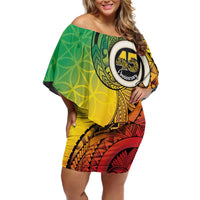 Vanuatu 45th Independence Anniversary Family Matching Off Shoulder Short Dress and Hawaiian Shirt Ni-Van Sandroing LT7 Mom's Dress Colorful - Polynesian Pride