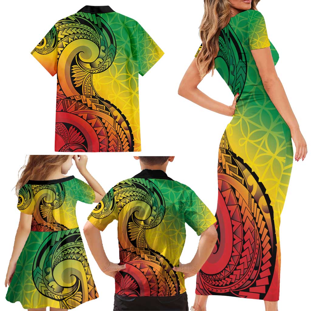 Vanuatu 45th Independence Anniversary Family Matching Short Sleeve Bodycon Dress and Hawaiian Shirt Ni-Van Sandroing LT7 - Polynesian Pride