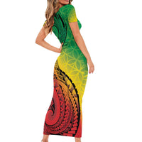 Vanuatu 45th Independence Anniversary Family Matching Short Sleeve Bodycon Dress and Hawaiian Shirt Ni-Van Sandroing LT7 - Polynesian Pride