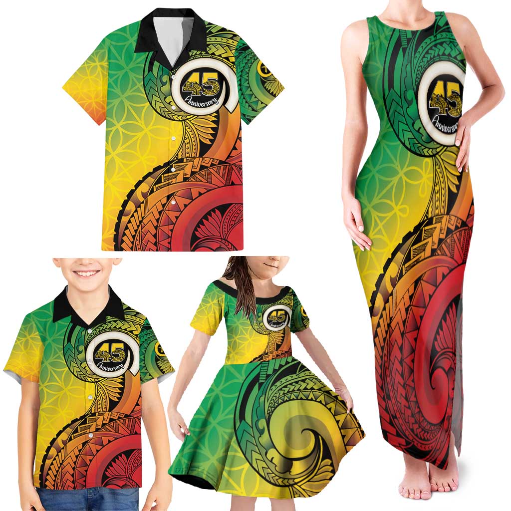 Vanuatu 45th Independence Anniversary Family Matching Tank Maxi Dress and Hawaiian Shirt Ni-Van Sandroing LT7 - Polynesian Pride