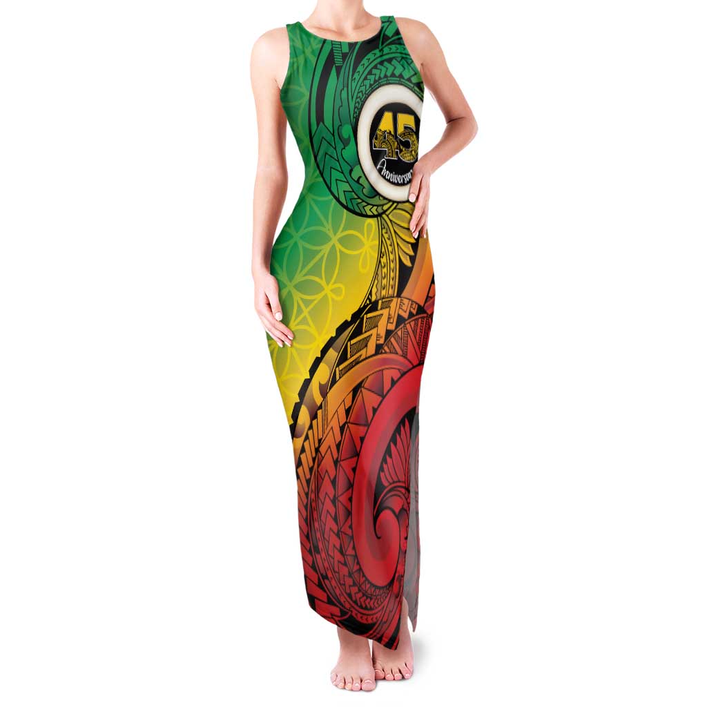Vanuatu 45th Independence Anniversary Family Matching Tank Maxi Dress and Hawaiian Shirt Ni-Van Sandroing LT7 Mom's Dress Colorful - Polynesian Pride
