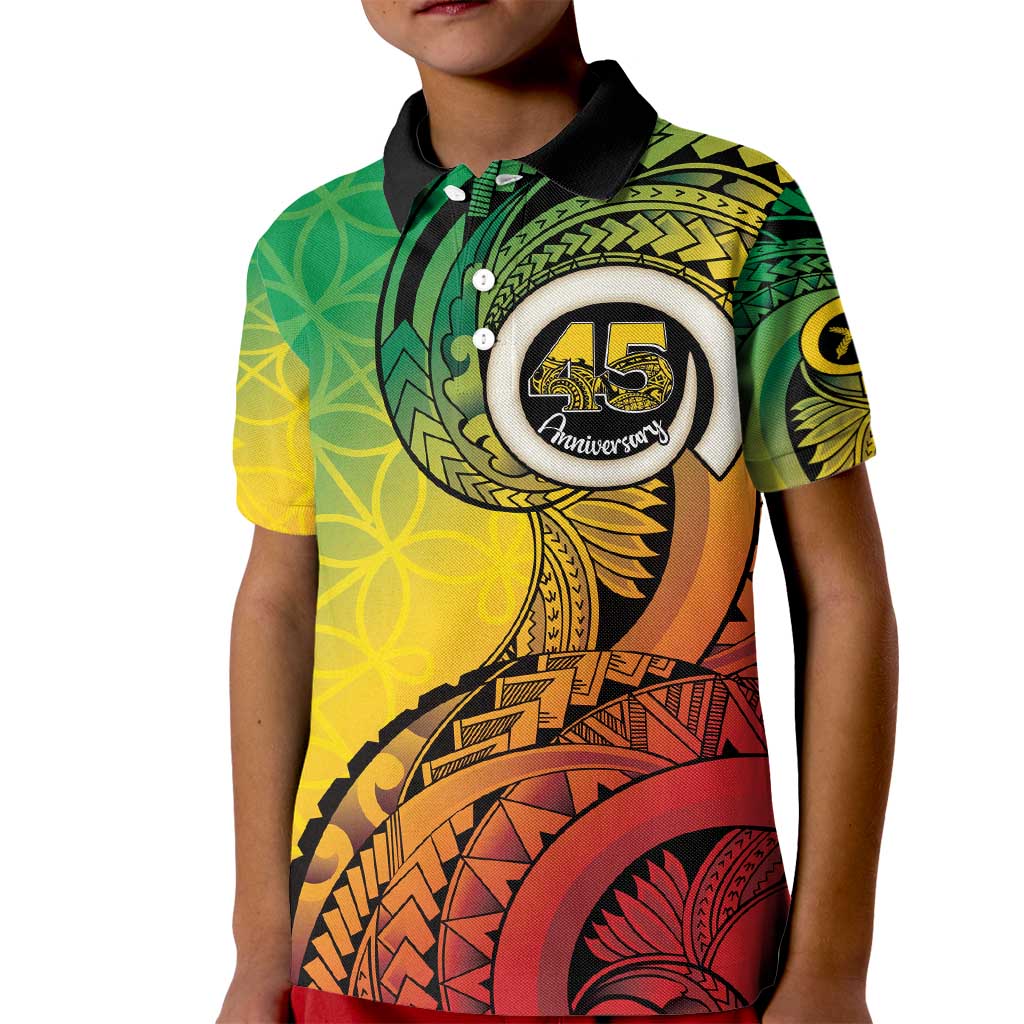 Vanuatu 45th Independence Anniversary Kid Polo Shirt Ni-Van Sandroing LT7 Kid Colorful - Polynesian Pride