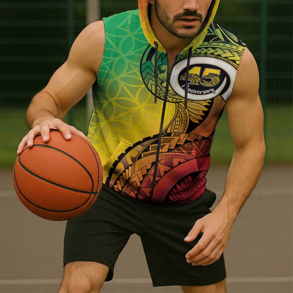 Vanuatu 45th Independence Anniversary Sleeveless Zip Hoodie Ni-Van Sandroing - Polynesian Pride