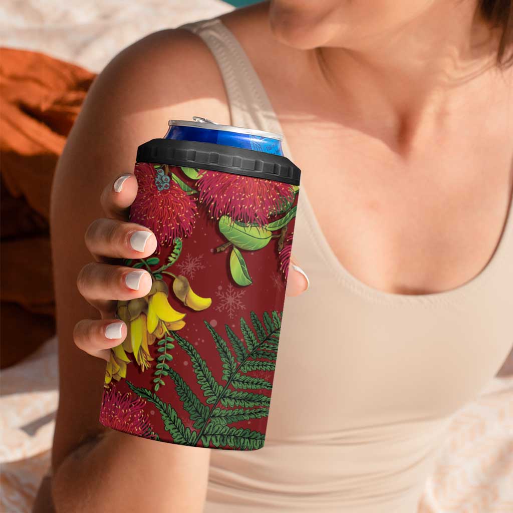 Kakapo Bird New Zealand 4 in 1 Can Cooler Tumbler Floral Christmas LT7 - Polynesian Pride