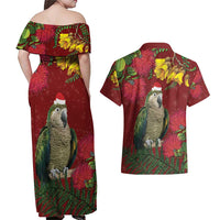 Kakapo Bird New Zealand Couples Matching Off Shoulder Maxi Dress and Hawaiian Shirt Floral Christmas LT7 - Polynesian Pride