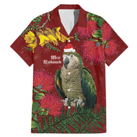 Kakapo Bird New Zealand Family Matching Mermaid Dress and Hawaiian Shirt Floral Christmas LT7 Dad's Shirt - Short Sleeve Red - Polynesian Pride