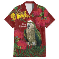 Kakapo Bird New Zealand Family Matching Puletasi and Hawaiian Shirt Floral Christmas LT7 Dad's Shirt - Short Sleeve Red - Polynesian Pride