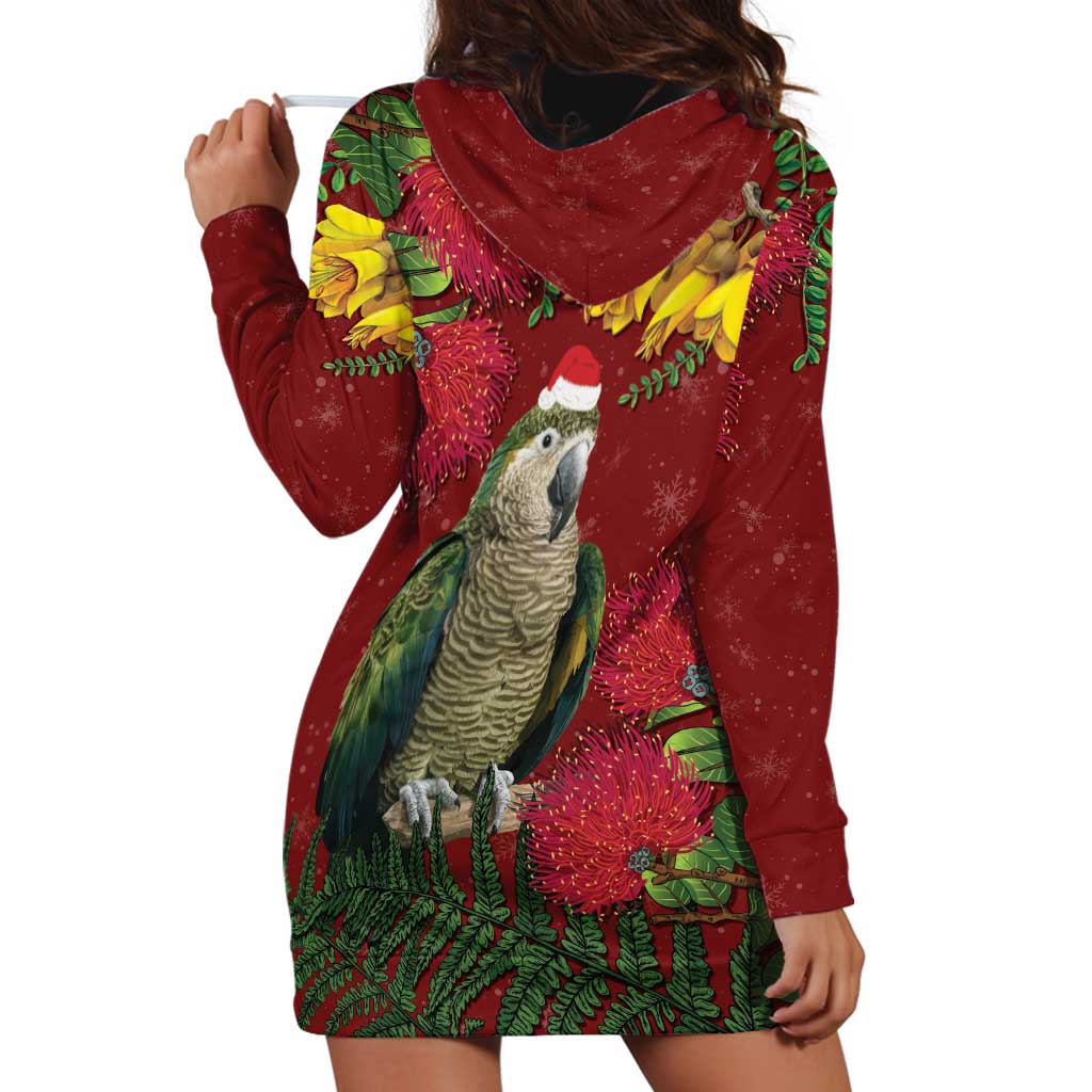 Kakapo Bird New Zealand Hoodie Dress Floral Christmas LT7 - Polynesian Pride