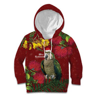 Kakapo Bird New Zealand Kid Hoodie Floral Christmas LT7 Hoodie Red - Polynesian Pride