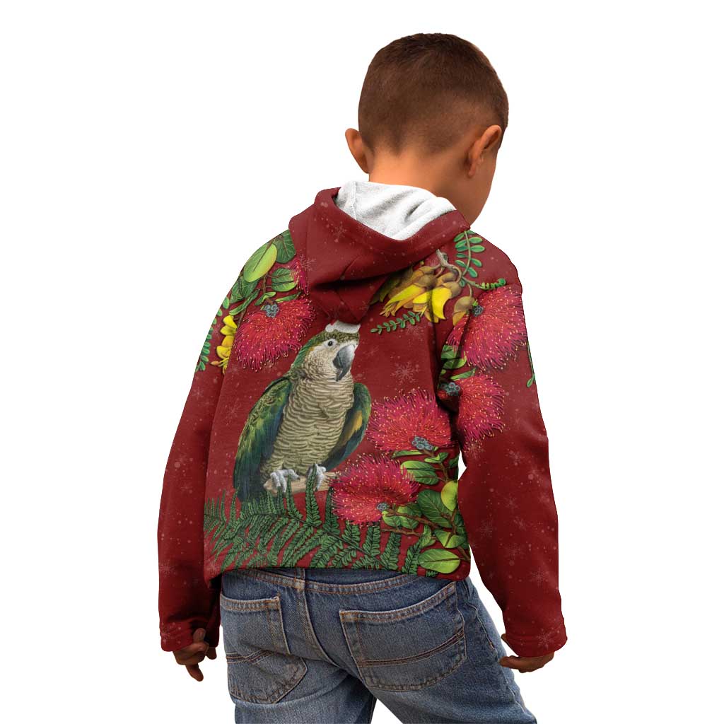 Kakapo Bird New Zealand Kid Hoodie Floral Christmas LT7 - Polynesian Pride