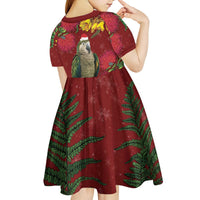 Kakapo Bird New Zealand Kid Short Sleeve Dress Floral Christmas LT7 - Polynesian Pride