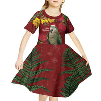 Kakapo Bird New Zealand Kid Short Sleeve Dress Floral Christmas LT7 - Polynesian Pride