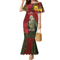 Kakapo Bird New Zealand Mermaid Dress Floral Christmas LT7 Women Red - Polynesian Pride