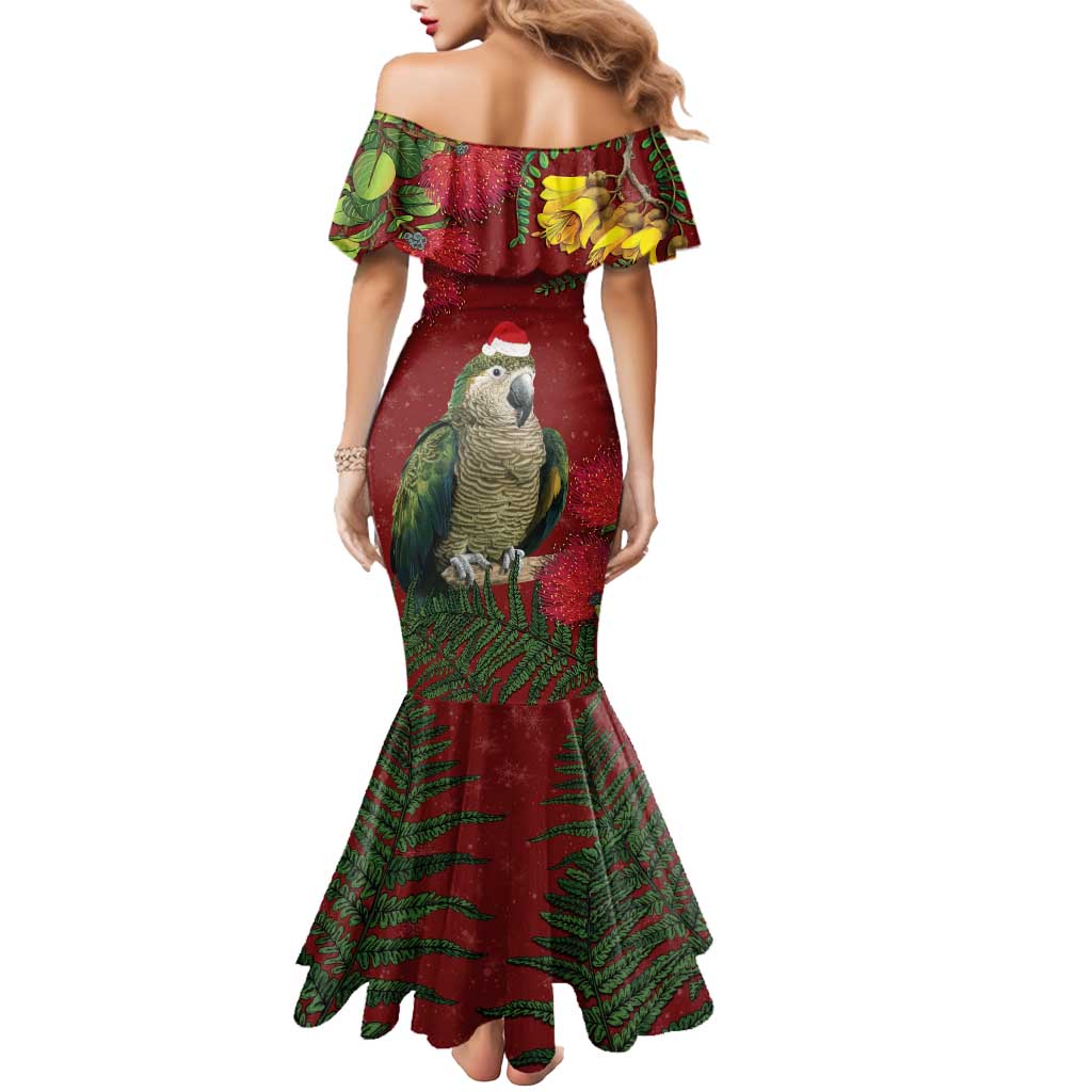 Kakapo Bird New Zealand Mermaid Dress Floral Christmas LT7 - Polynesian Pride