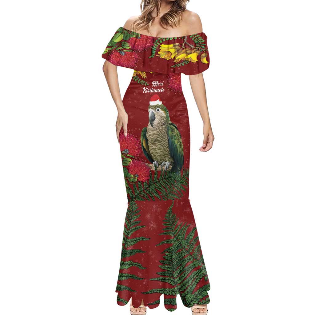Kakapo Bird New Zealand Mermaid Dress Floral Christmas LT7 - Polynesian Pride