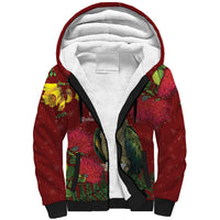 Kakapo Bird New Zealand Sherpa Hoodie Floral Christmas LT7 Unisex Red - Polynesian Pride