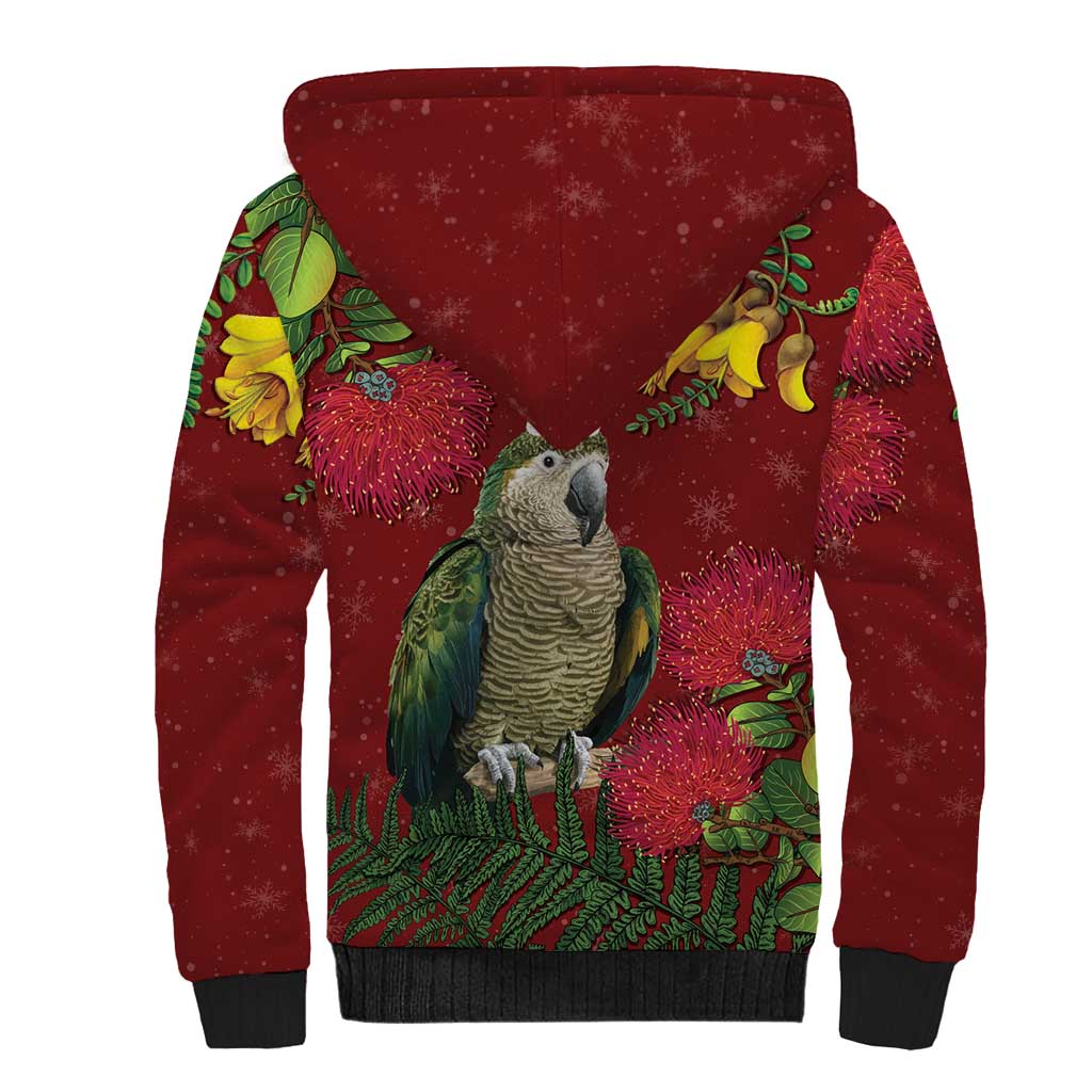 Kakapo Bird New Zealand Sherpa Hoodie Floral Christmas LT7 - Polynesian Pride