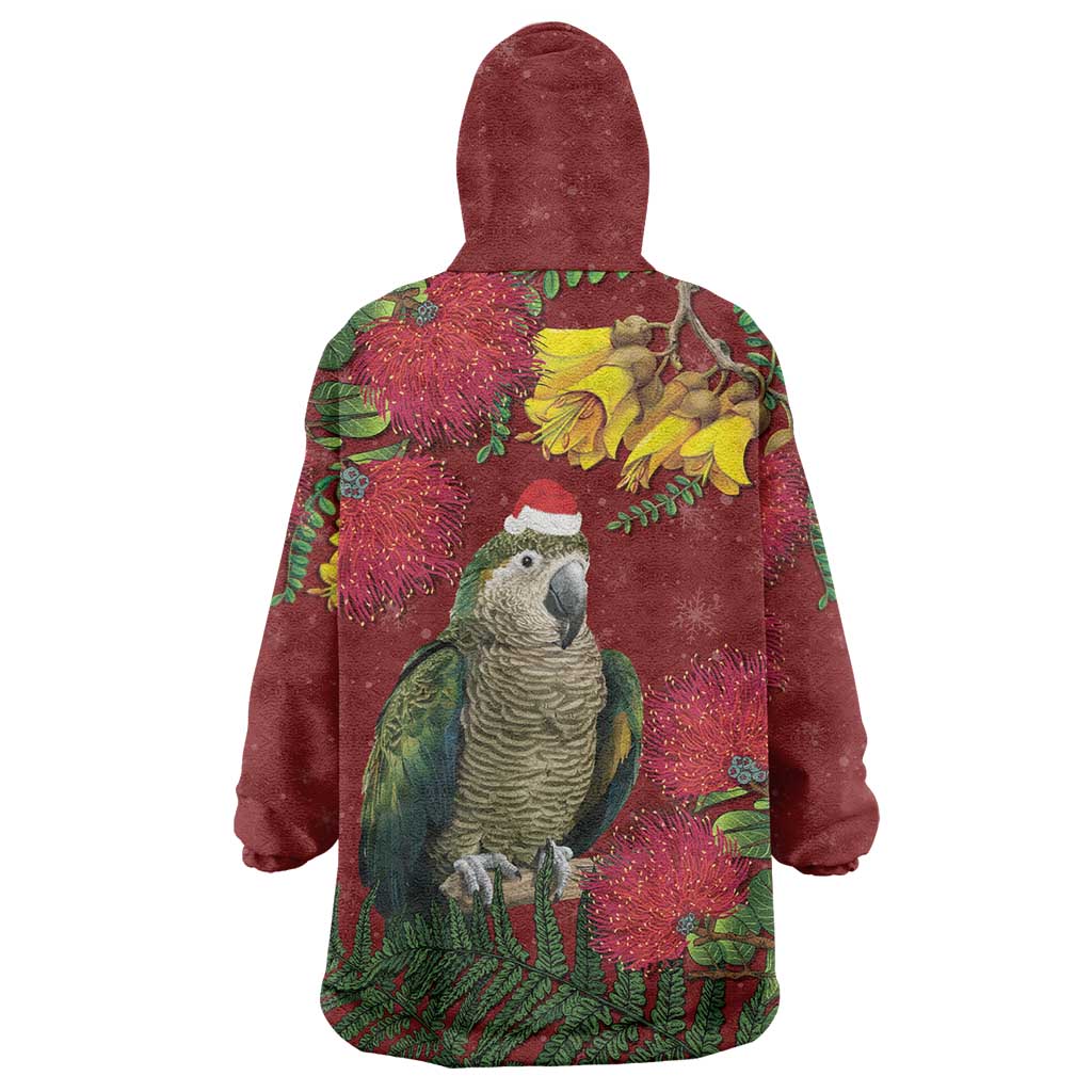 Kakapo Bird New Zealand Wearable Blanket Hoodie Floral Christmas LT7 - Polynesian Pride