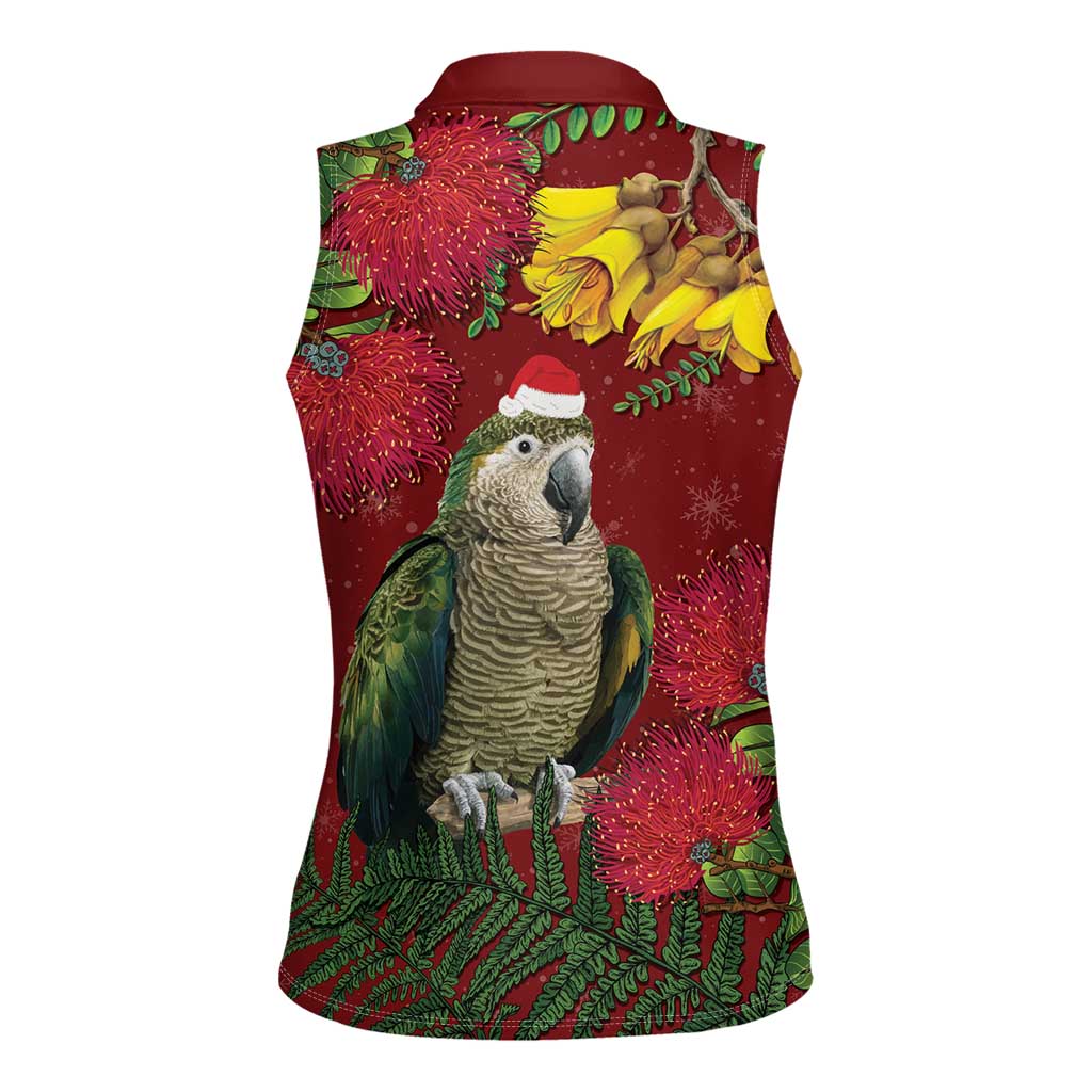 Kakapo Bird New Zealand Women Sleeveless Polo Shirt Floral Christmas LT7 - Polynesian Pride