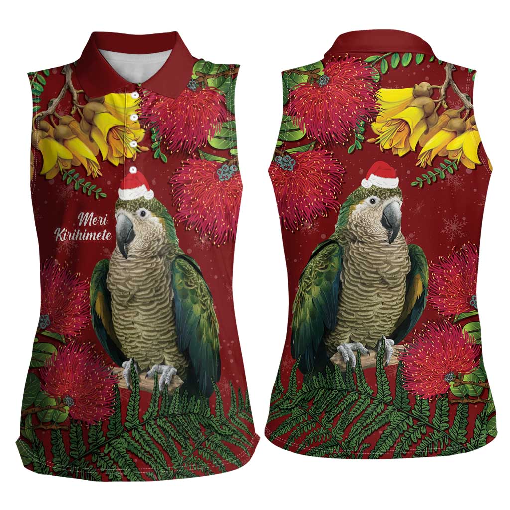Kakapo Bird New Zealand Women Sleeveless Polo Shirt Floral Christmas LT7 - Polynesian Pride