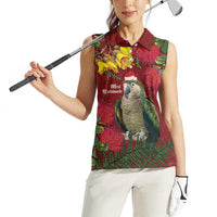 Kakapo Bird New Zealand Women Sleeveless Polo Shirt Floral Christmas LT7 - Polynesian Pride