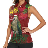 Kakapo Bird New Zealand Women Sleeveless Polo Shirt Floral Christmas LT7 - Polynesian Pride