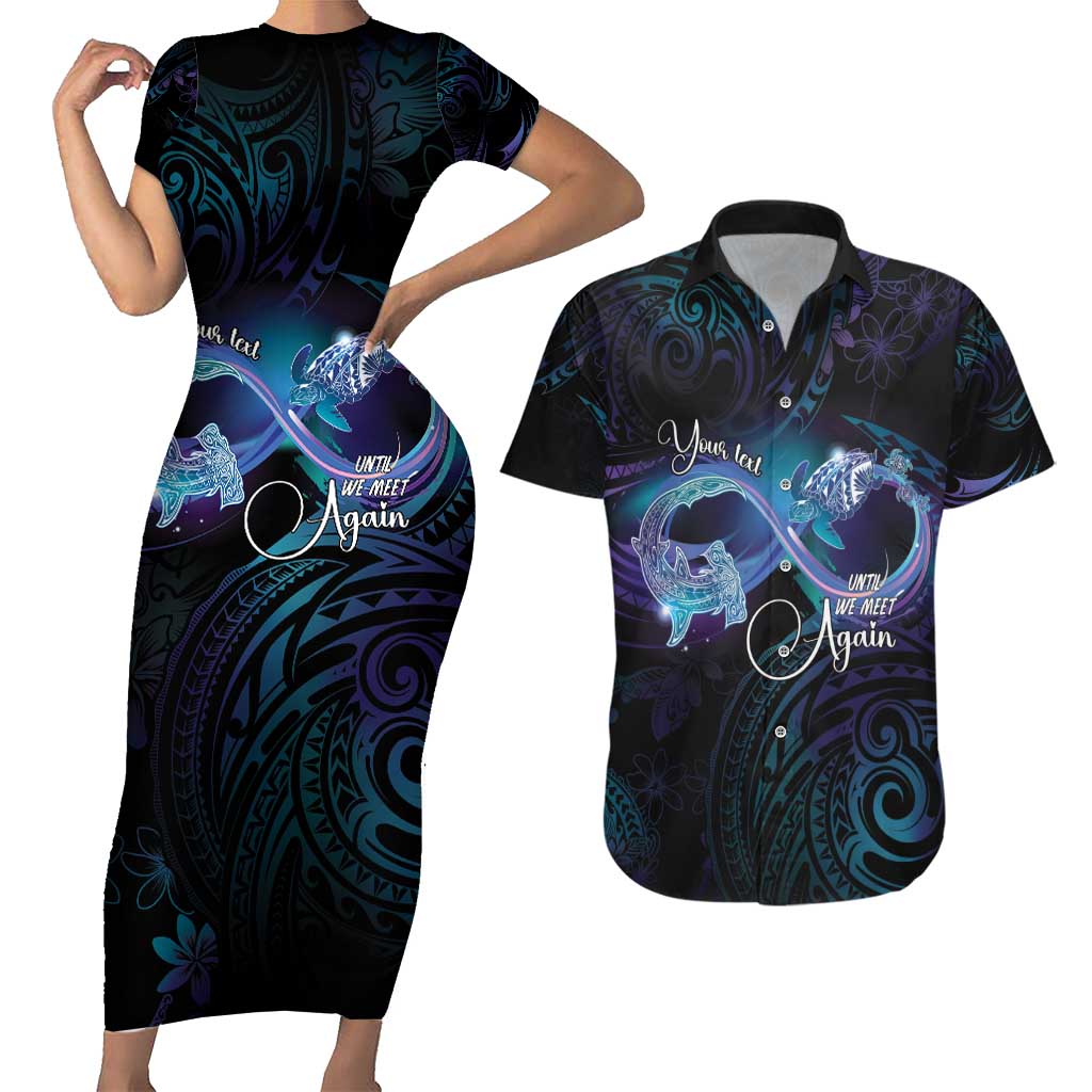 Polynesian Personalized Memorial Couples Matching Short Sleeve Bodycon Dress and Hawaiian Shirt Oceanic Infinity Symbol - Until We Meet Again LT7 Black - Polynesian Pride