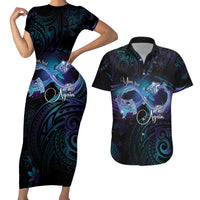 Polynesian Personalized Memorial Couples Matching Short Sleeve Bodycon Dress and Hawaiian Shirt Oceanic Infinity Symbol - Until We Meet Again LT7 Black - Polynesian Pride