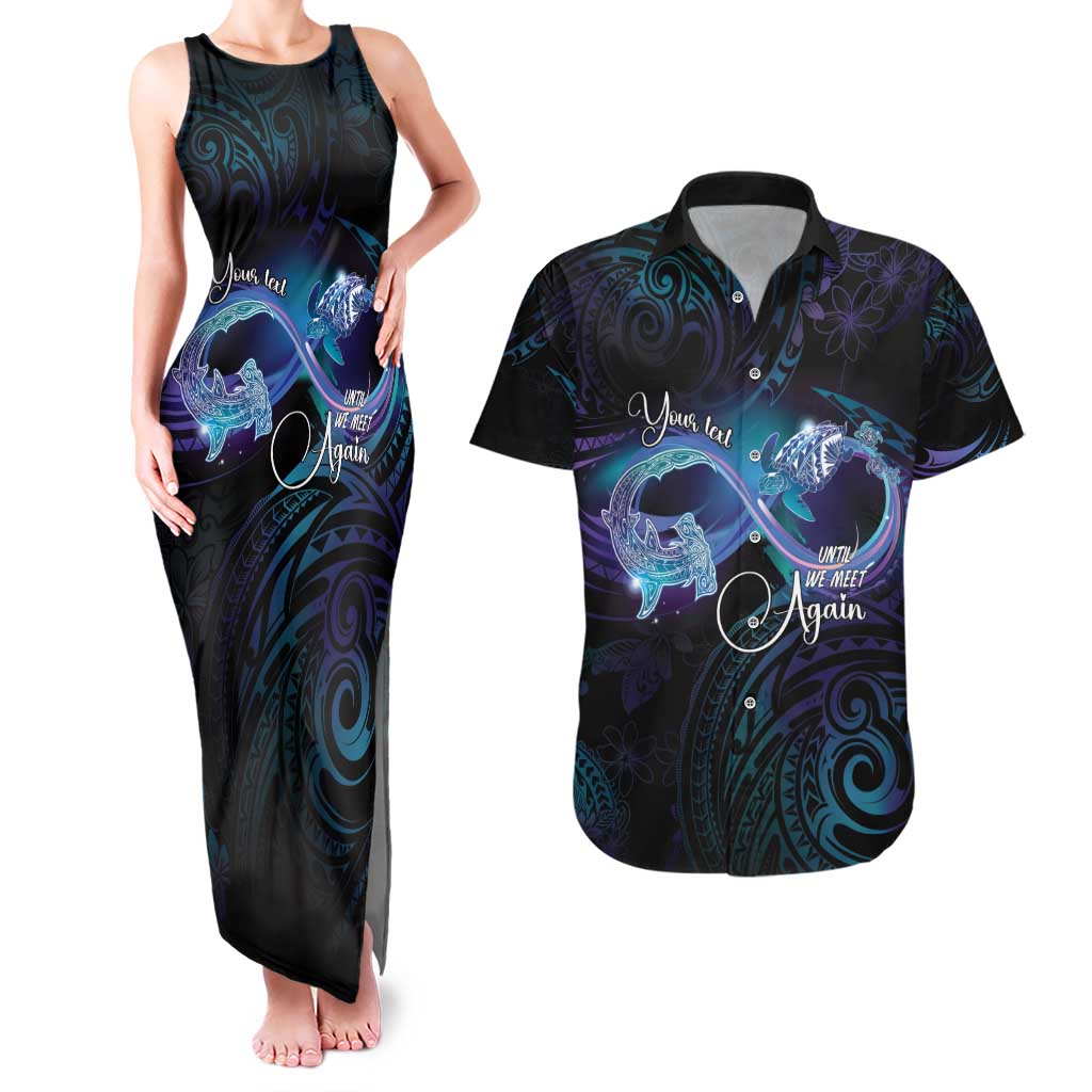 Polynesian Personalized Memorial Couples Matching Tank Maxi Dress and Hawaiian Shirt Oceanic Infinity Symbol - Until We Meet Again - Polynesian Pride
