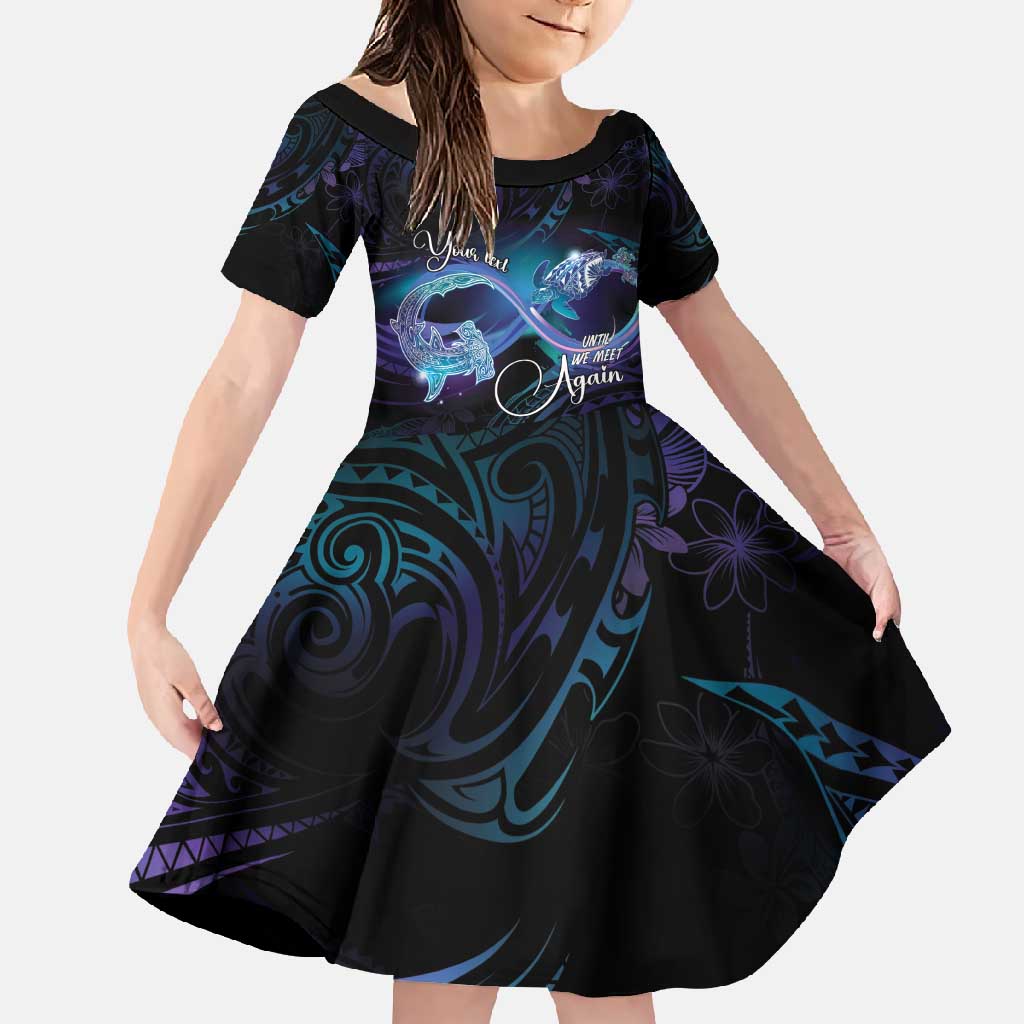 Polynesian Personalized Memorial Family Matching Long Sleeve Bodycon Dress and Hawaiian Shirt Oceanic Infinity Symbol - Until We Meet Again LT7 Daughter's Dress Black - Polynesian Pride