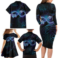 Polynesian Personalized Memorial Family Matching Long Sleeve Bodycon Dress and Hawaiian Shirt Oceanic Infinity Symbol - Until We Meet Again LT7 - Polynesian Pride