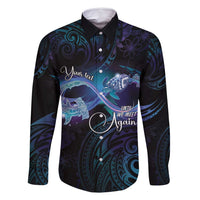 Polynesian Personalized Memorial Family Matching Long Sleeve Bodycon Dress and Hawaiian Shirt Oceanic Infinity Symbol - Until We Meet Again LT7 Dad's Shirt - Long Sleeve Black - Polynesian Pride