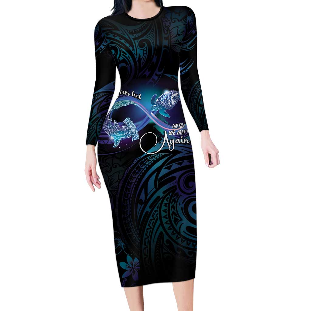 Polynesian Personalized Memorial Family Matching Long Sleeve Bodycon Dress and Hawaiian Shirt Oceanic Infinity Symbol - Until We Meet Again LT7 Mom's Dress Black - Polynesian Pride