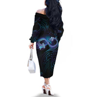 Polynesian Personalized Memorial Family Matching Off The Shoulder Long Sleeve Dress and Hawaiian Shirt Oceanic Infinity Symbol - Until We Meet Again LT7 - Polynesian Pride