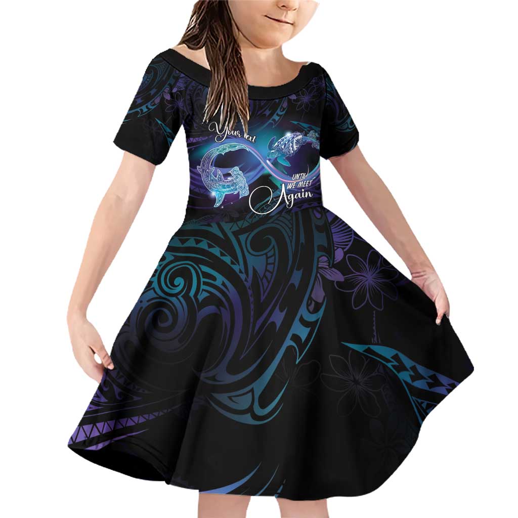 Polynesian Personalized Memorial Family Matching Off Shoulder Short Dress and Hawaiian Shirt Oceanic Infinity Symbol - Until We Meet Again LT7 Daughter's Dress Black - Polynesian Pride