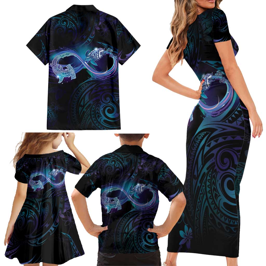 Polynesian Personalized Memorial Family Matching Short Sleeve Bodycon Dress and Hawaiian Shirt Oceanic Infinity Symbol - Until We Meet Again LT7 - Polynesian Pride