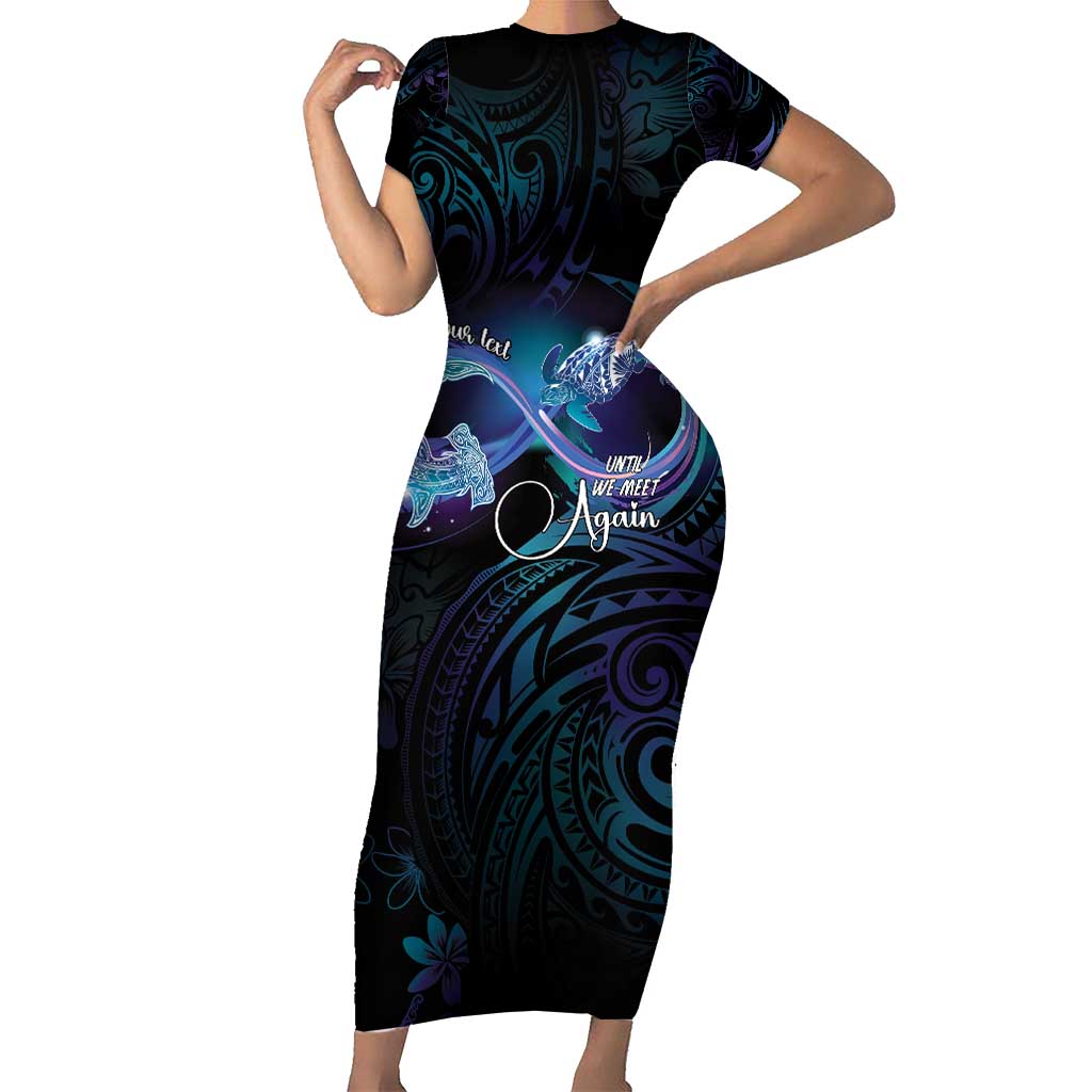 Polynesian Personalized Memorial Family Matching Short Sleeve Bodycon Dress and Hawaiian Shirt Oceanic Infinity Symbol - Until We Meet Again LT7 Mom's Dress Black - Polynesian Pride