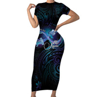 Polynesian Personalized Memorial Family Matching Short Sleeve Bodycon Dress and Hawaiian Shirt Oceanic Infinity Symbol - Until We Meet Again LT7 Mom's Dress Black - Polynesian Pride