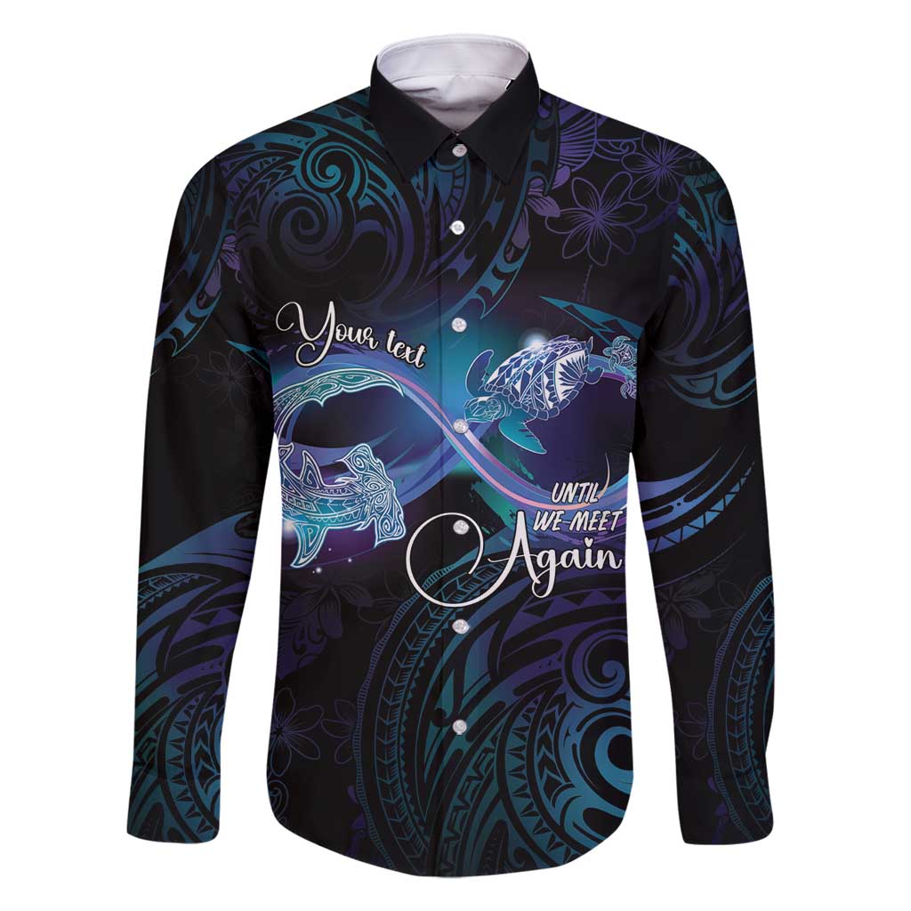 Polynesian Personalized Memorial Family Matching Tank Maxi Dress and Hawaiian Shirt Oceanic Infinity Symbol - Until We Meet Again LT7 Dad's Shirt - Long Sleeve Black - Polynesian Pride