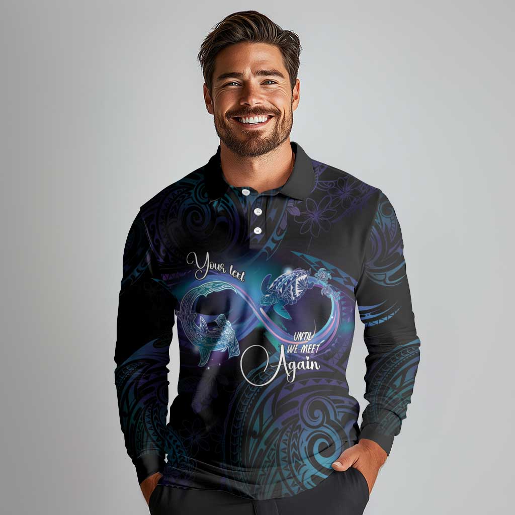 Polynesian Personalized Memorial Long Sleeve Polo Shirt Oceanic Infinity Symbol - Until We Meet Again LT7 - Polynesian Pride