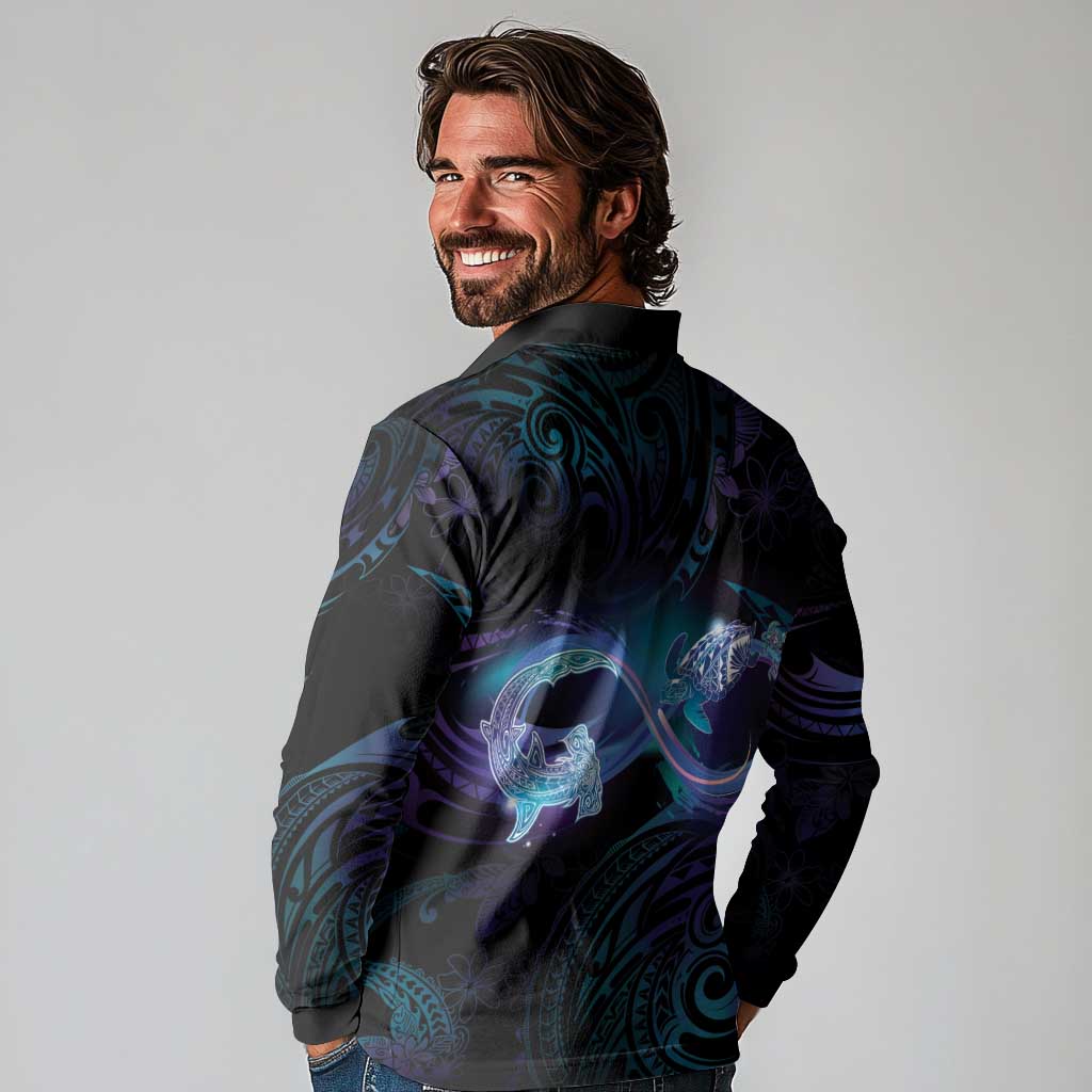 Polynesian Personalized Memorial Long Sleeve Polo Shirt Oceanic Infinity Symbol - Until We Meet Again LT7 - Polynesian Pride