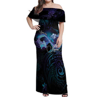Polynesian Personalized Memorial Off Shoulder Maxi Dress Oceanic Infinity Symbol - Until We Meet Again LT7 Women Black - Polynesian Pride